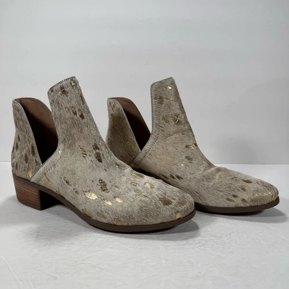 Coconuts by Matisse Pronto Cream Metallic Gold Calf Hair Split Shaft Bootie 9.5M